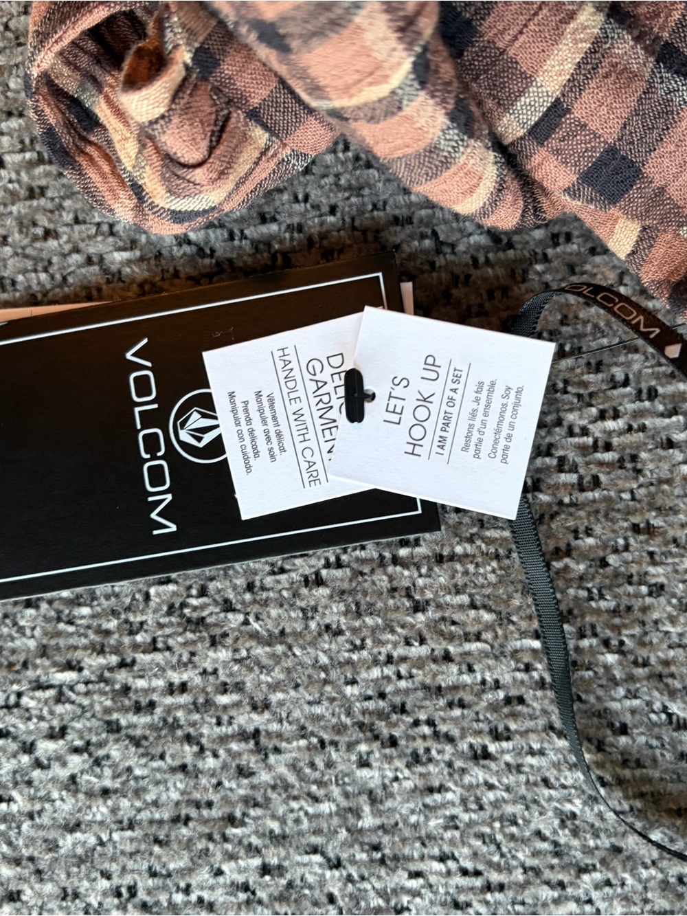 Volcom Brown Plaid Tie-Back Cropped Tank - Picture 6 of 6